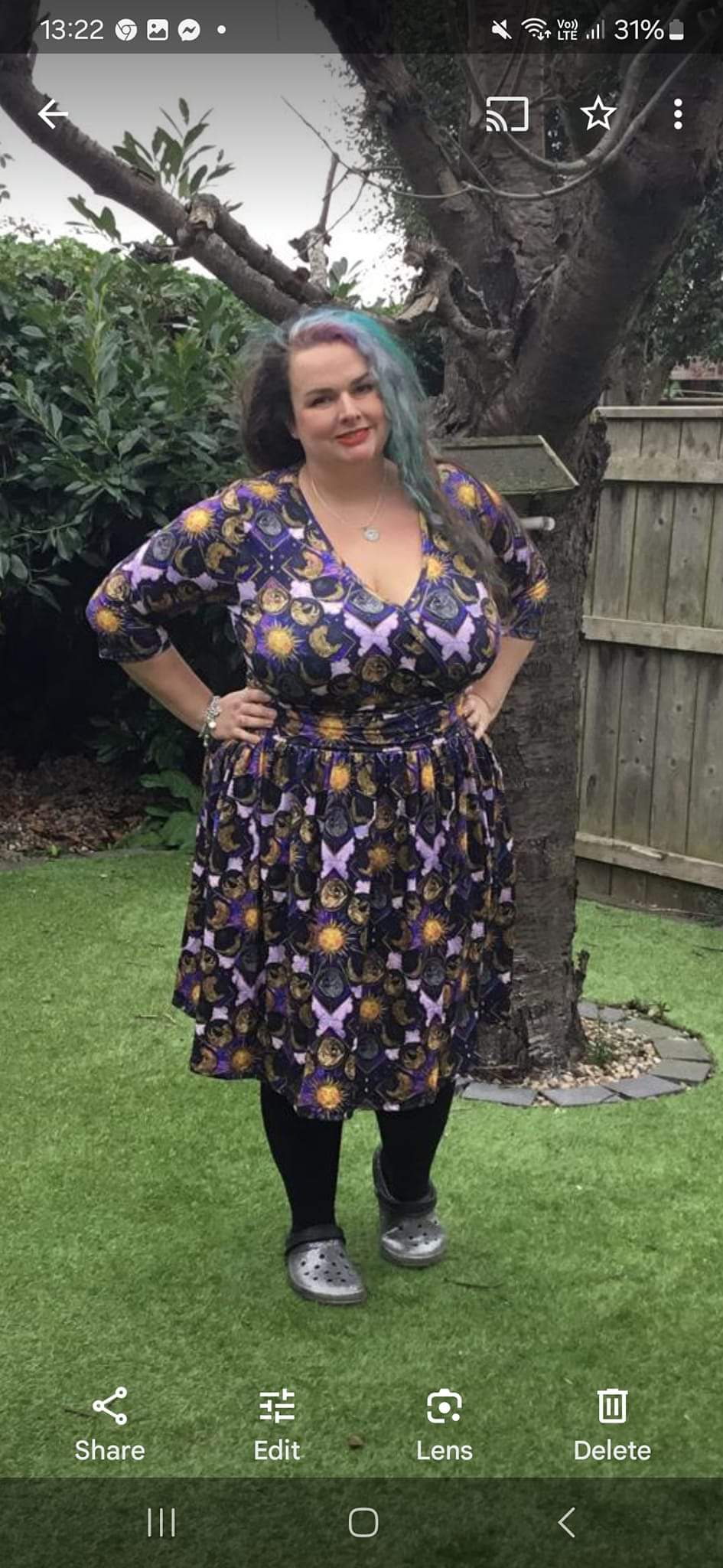 Moon phase Cats Wrap Style Dress 3/4 sleeve