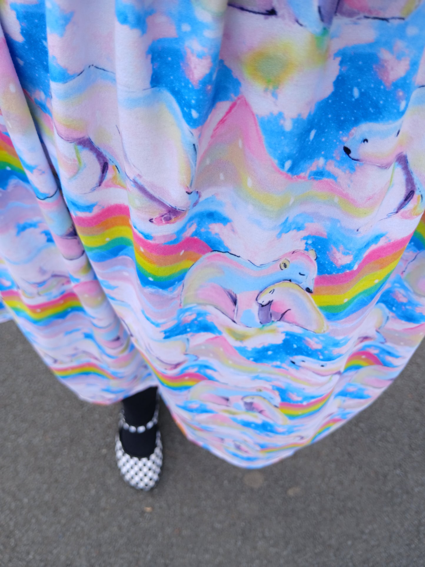 Rainbow Polar Bears Wrap Style Dress 3/4 sleeve