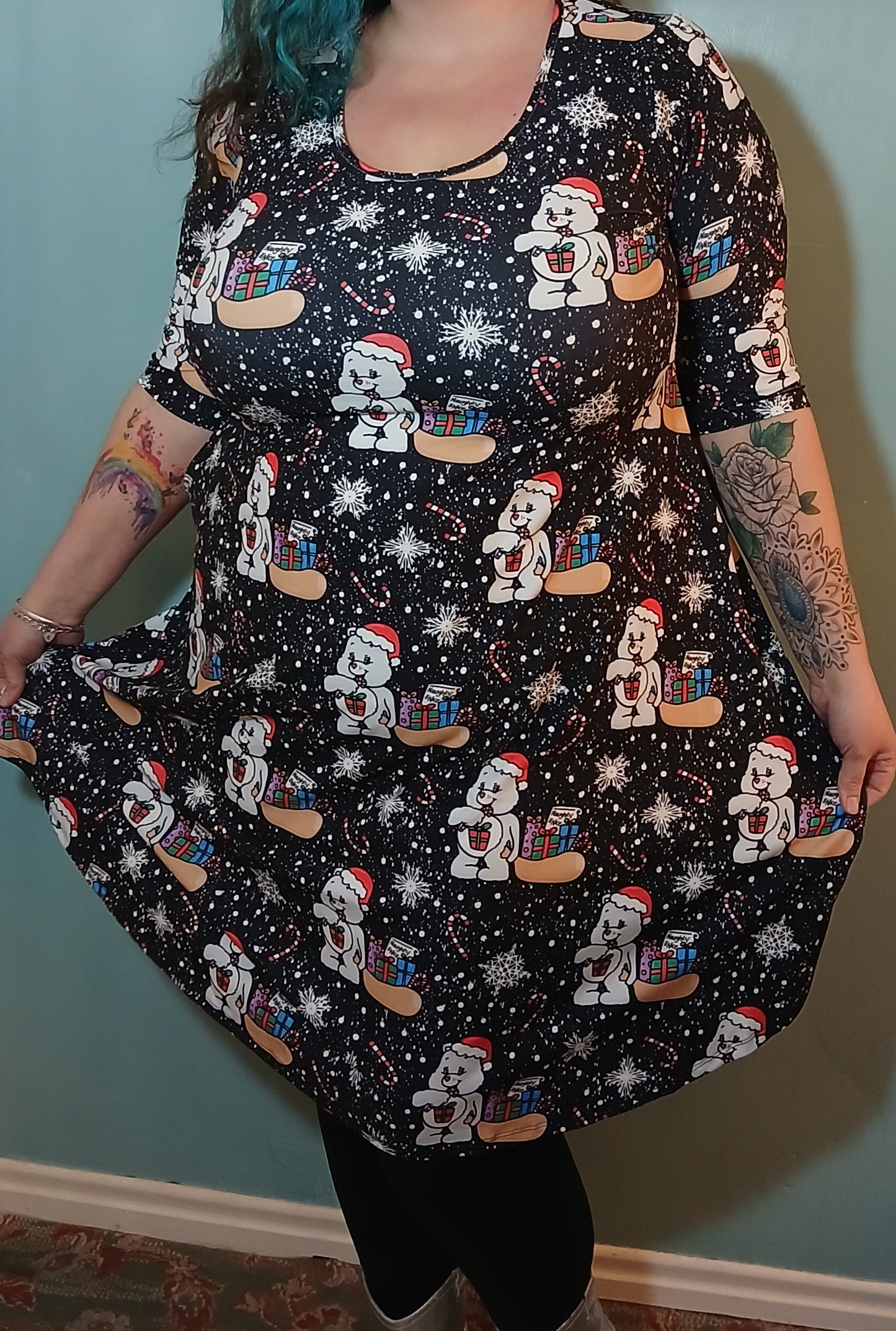 Christmas Bears Swing dress 3/4 sleeve
