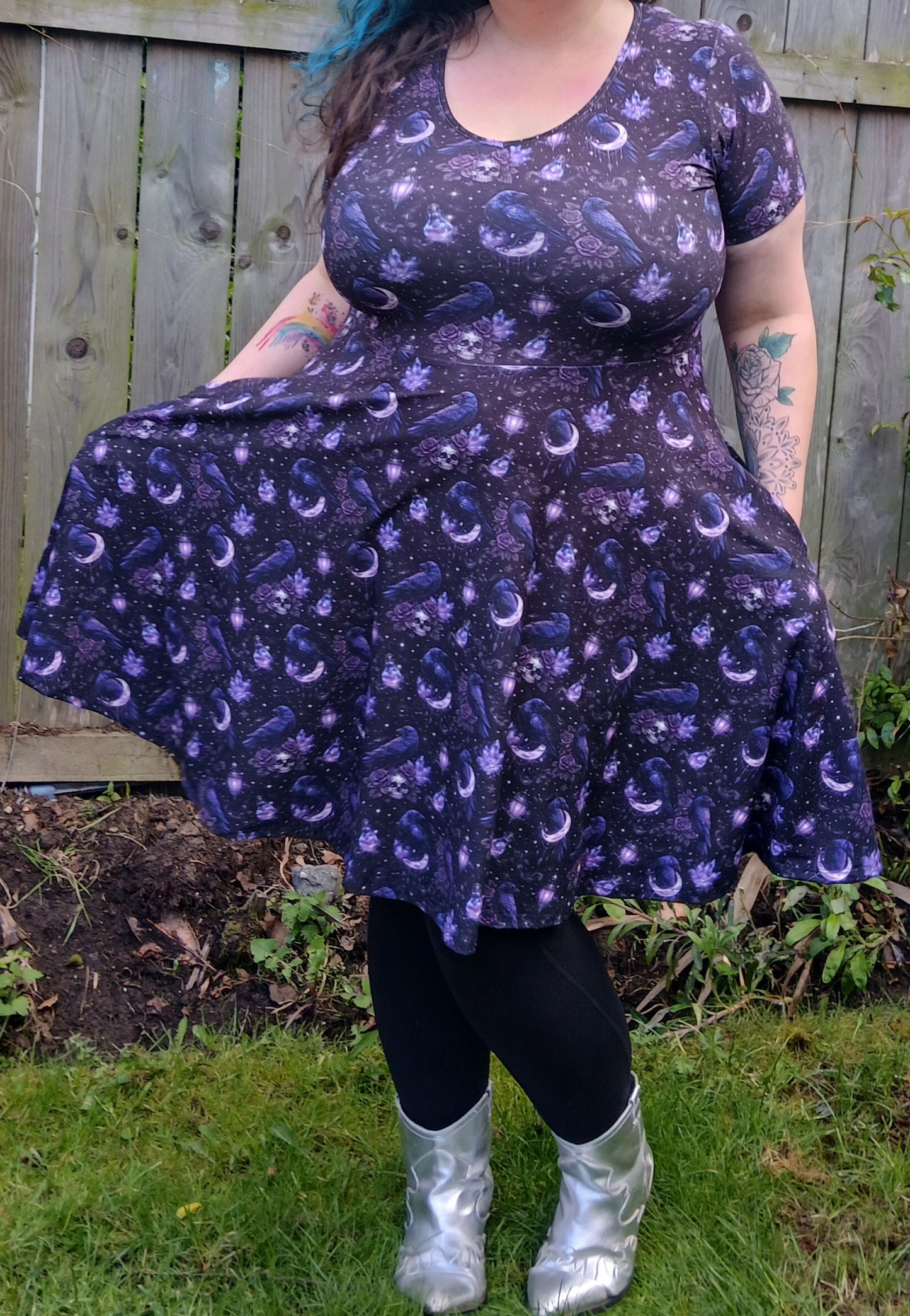 Witchy Raven short sleeve Skater Dress