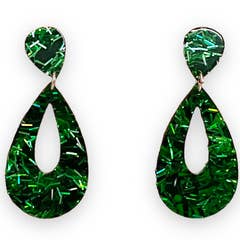 Green Tinsel Earrings Lipstick and Chrome