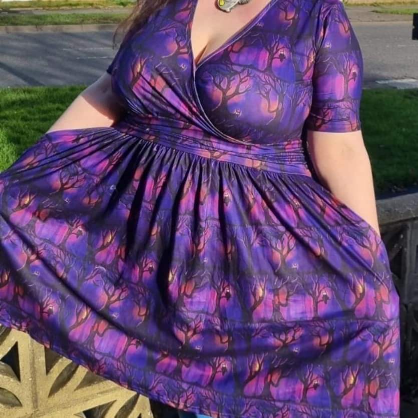 Spooky Owl Forest Wrap Style Dress