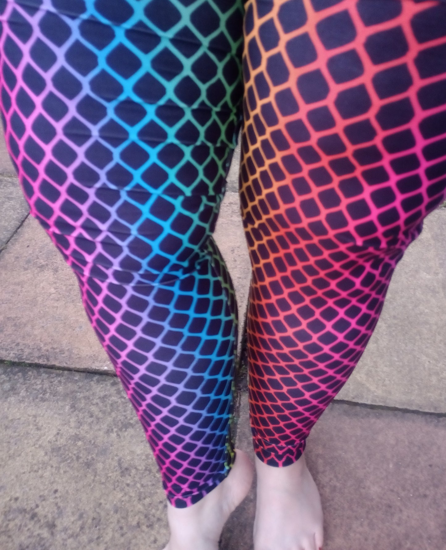 Rainbow fishnets on black YOGA