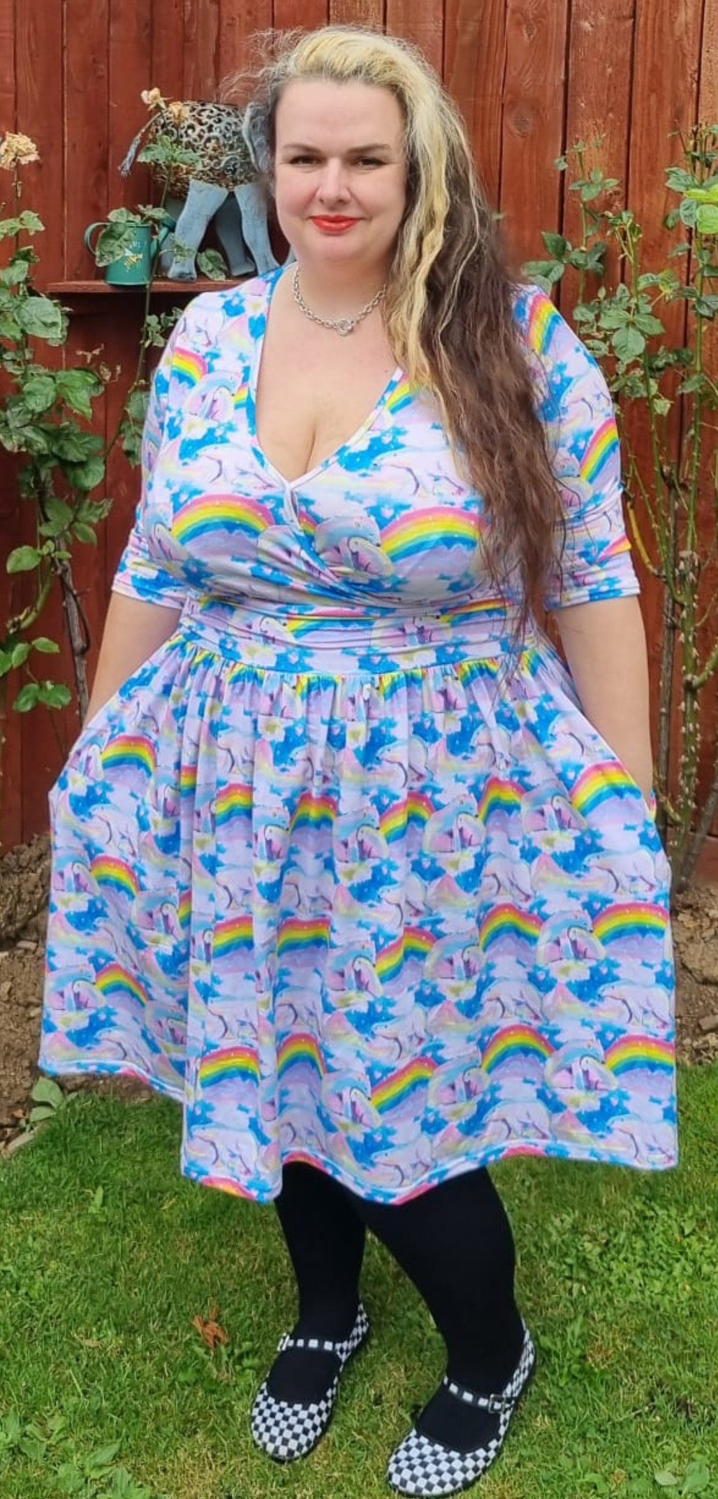 Rainbow Polar Bears Wrap Style Dress 3/4 sleeve