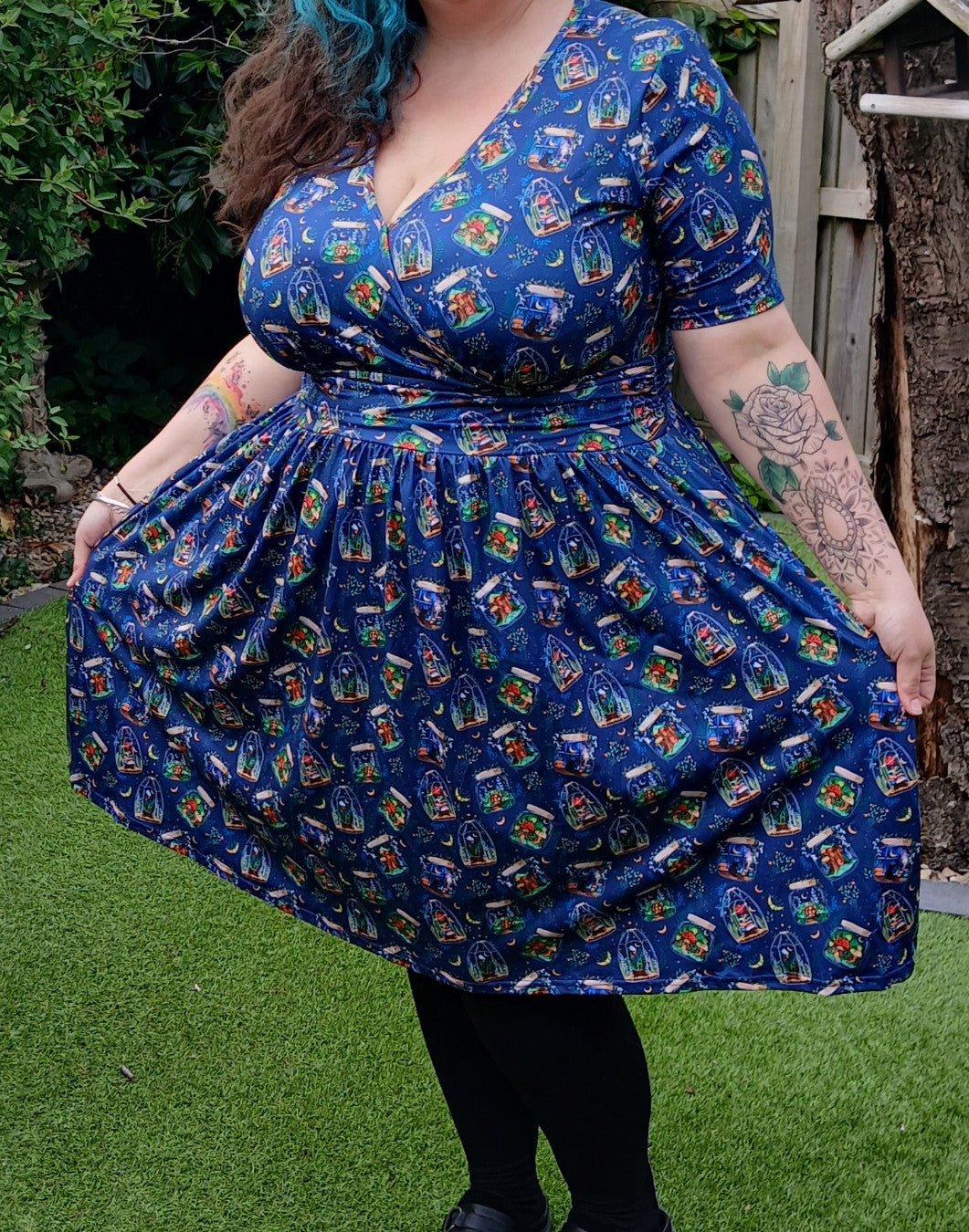 Story Jars (cat mushroom) Wrap Style Dress