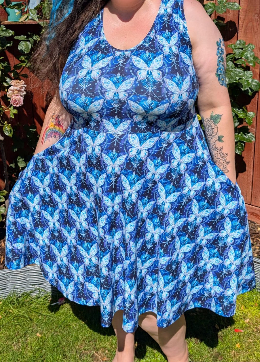 Glass Butterfly sleeveless Skater Dress