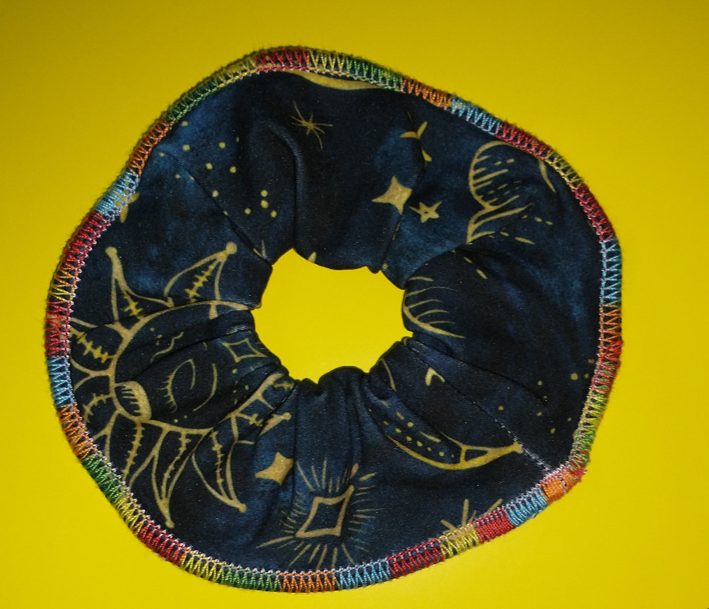 Moon and Stars Scrunchie (Rainbow Edge)