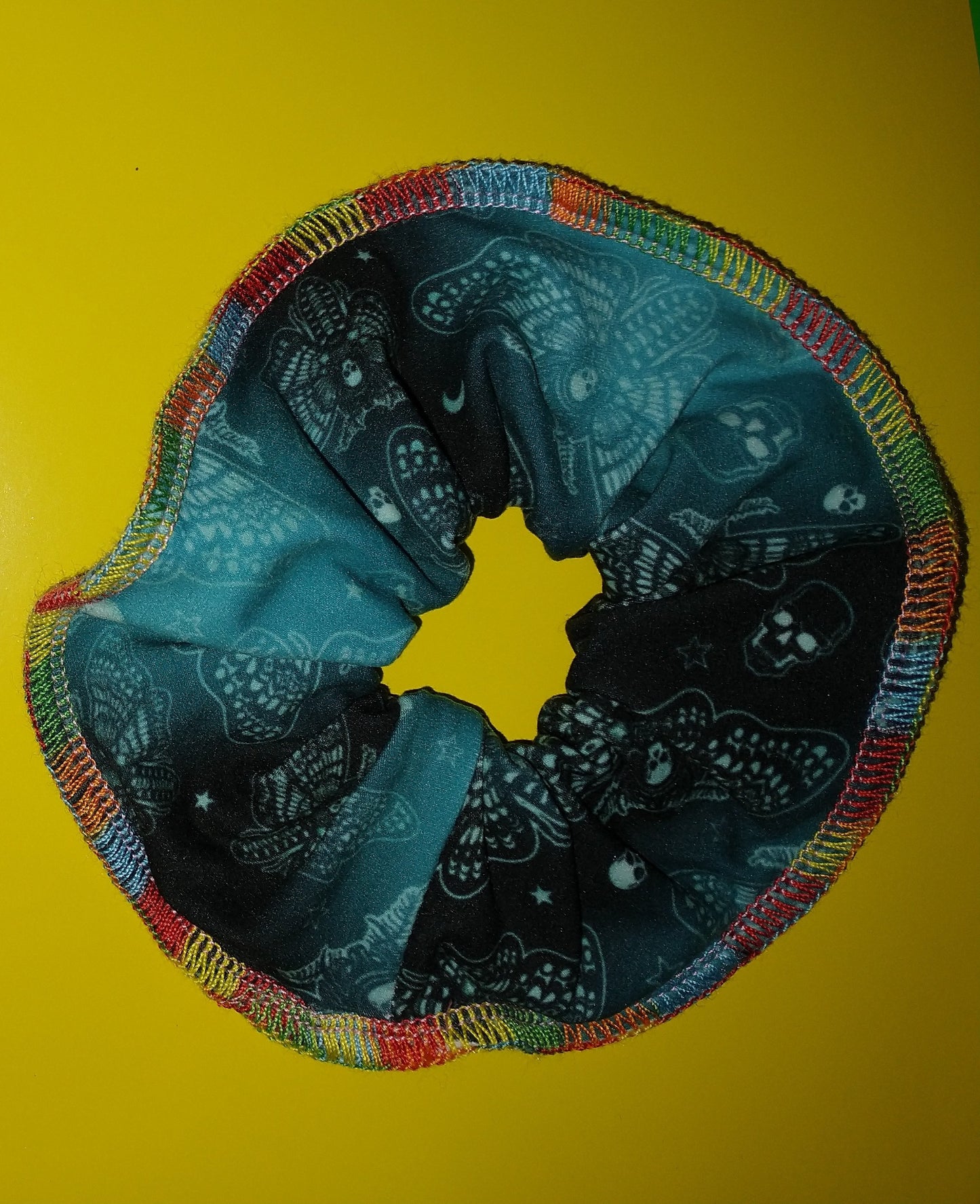 Midnight Moths Scrunchie (rainbow edge)