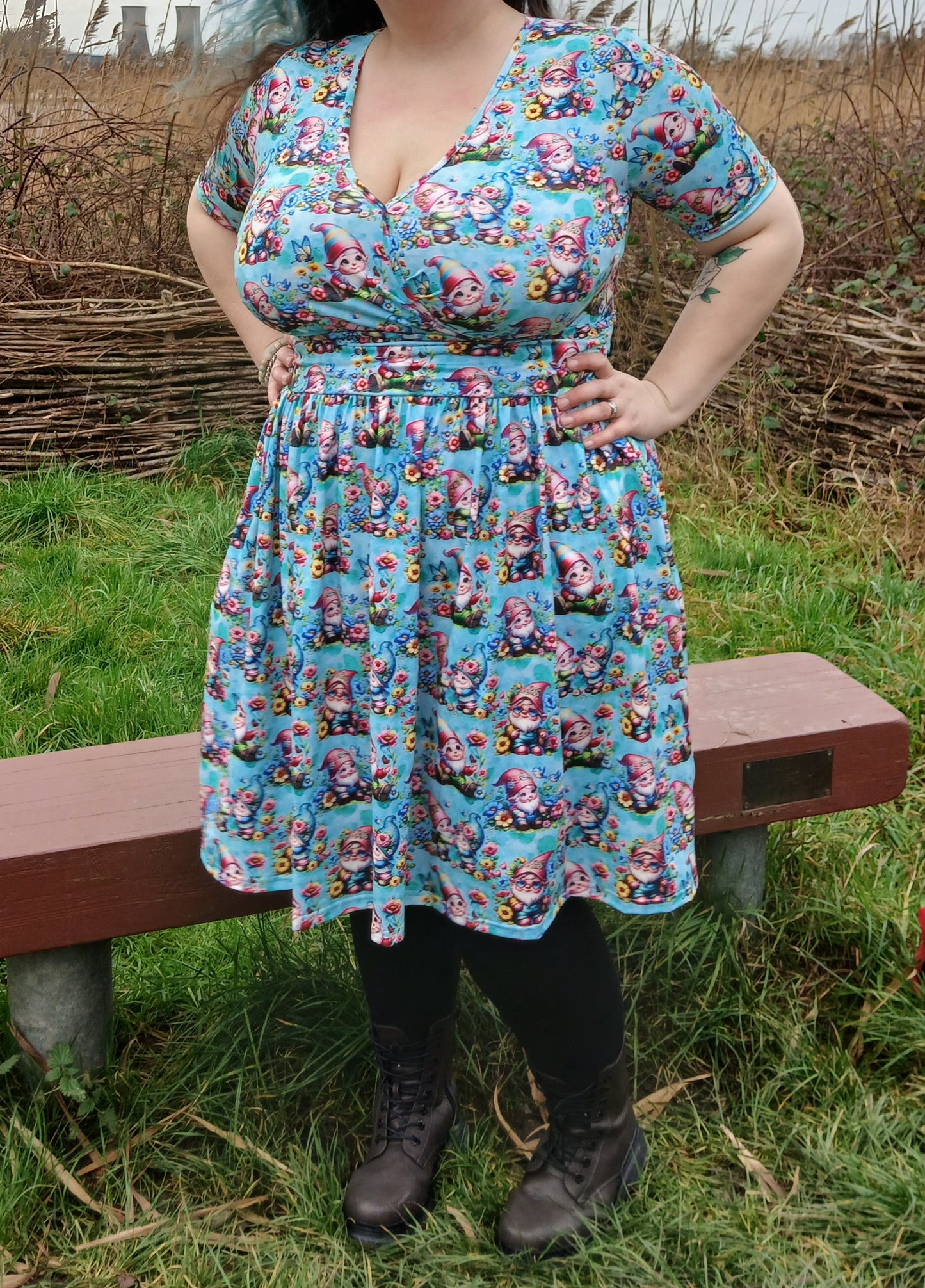 Garden Gnomes Wrap Style Dress