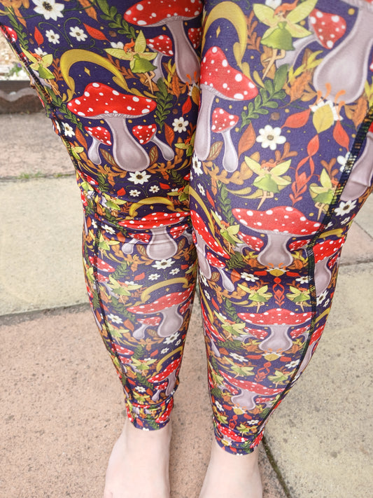 Shrooms and Fairy Folk leggings POCKETS