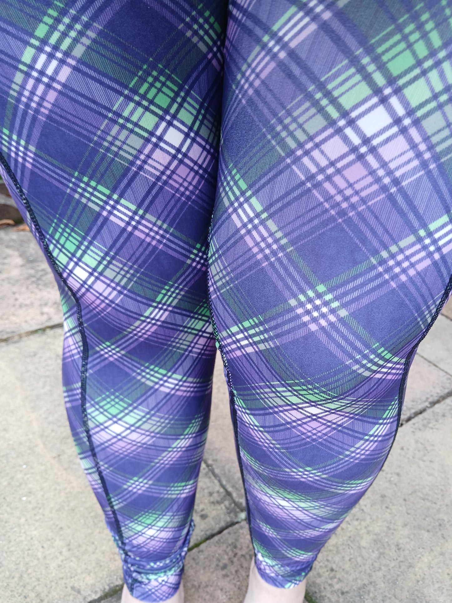 Purple Plaid Yoga POCKETS