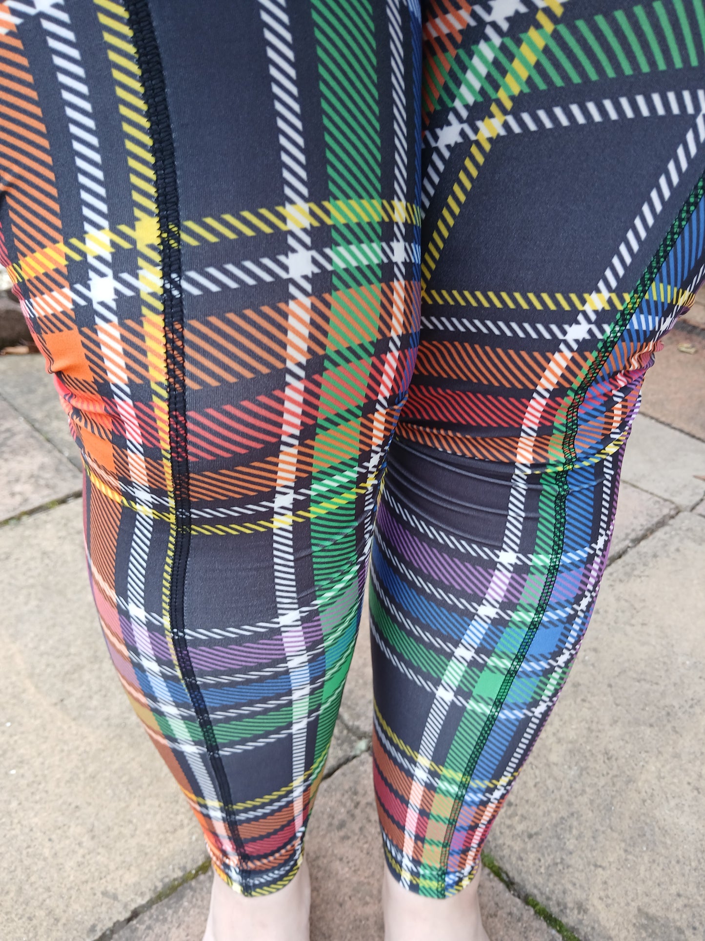 Rainbow Tartan Yoga POCKETS