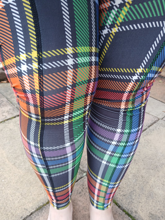 Rainbow Tartan Yoga POCKETS