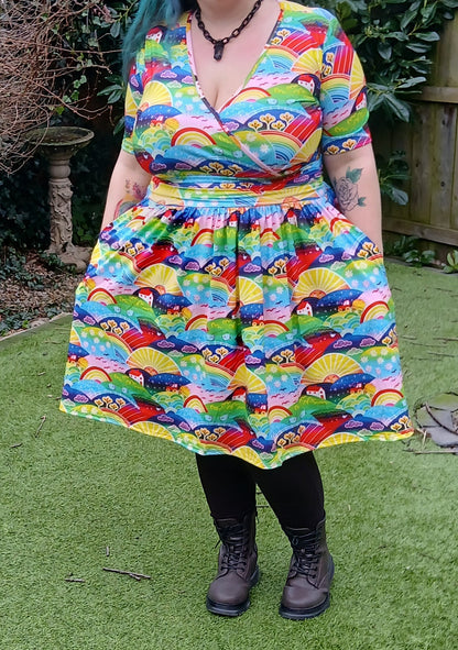 Rainbow Countryside Wrap Style Dress