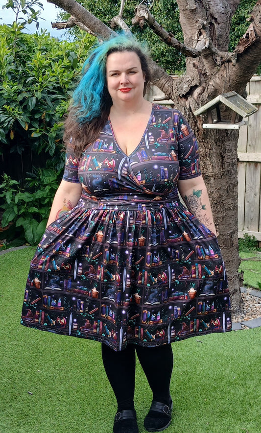 Mystical Shelves Wrap Dress