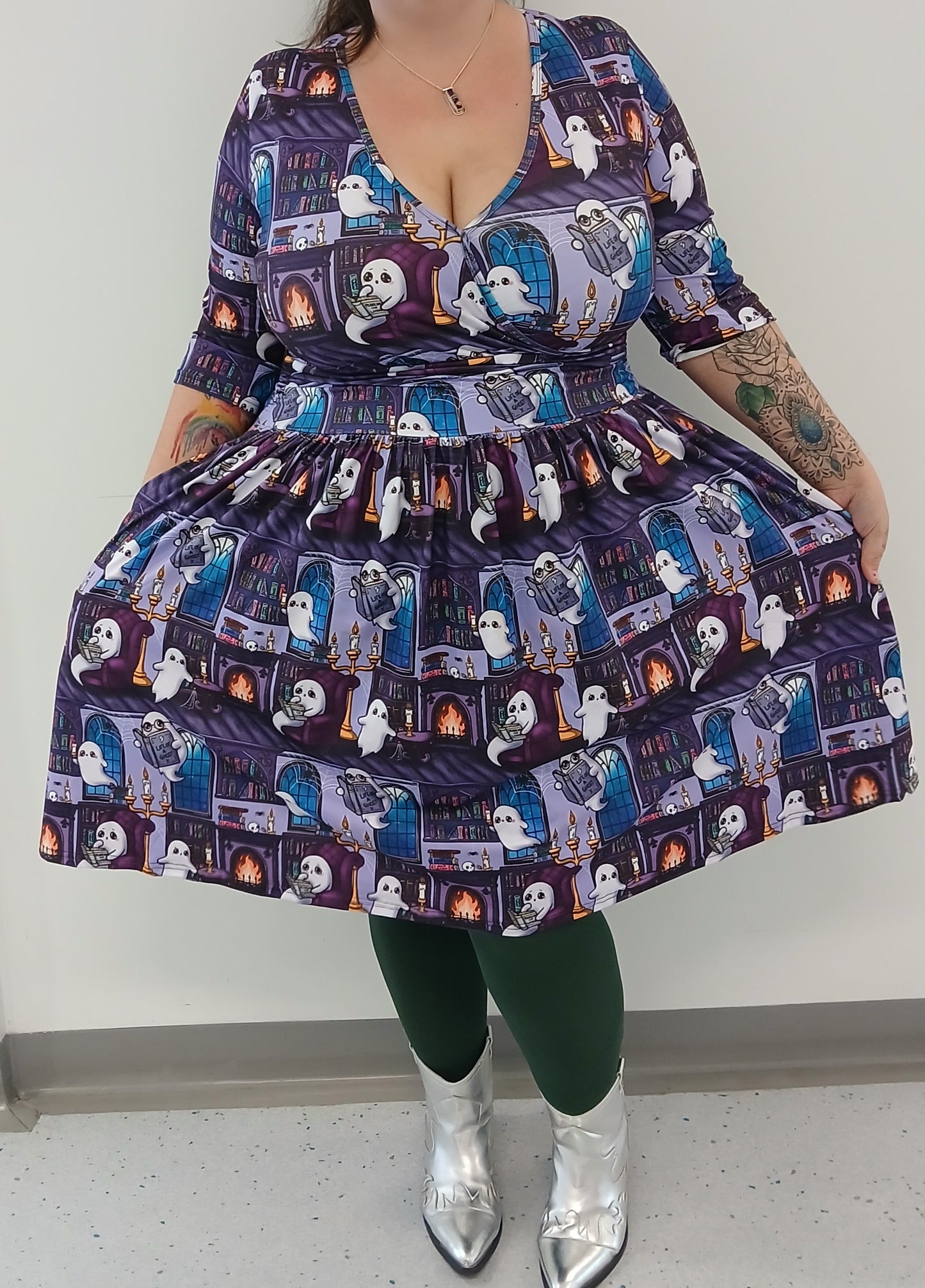 Ghost Library Wrap Style Dress 3/4 sleeve