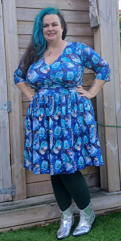 Snow globes Wrap Style Dress 3/4 sleeve