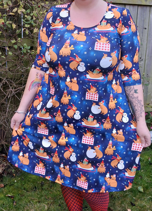 Capybara Swing dress 3/4 sleeve