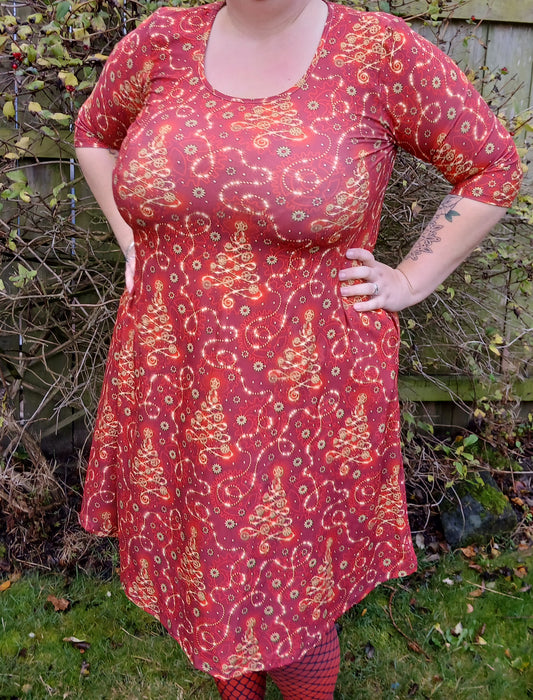 Christmas Tree Cogs Swing dress 3/4 sleeve