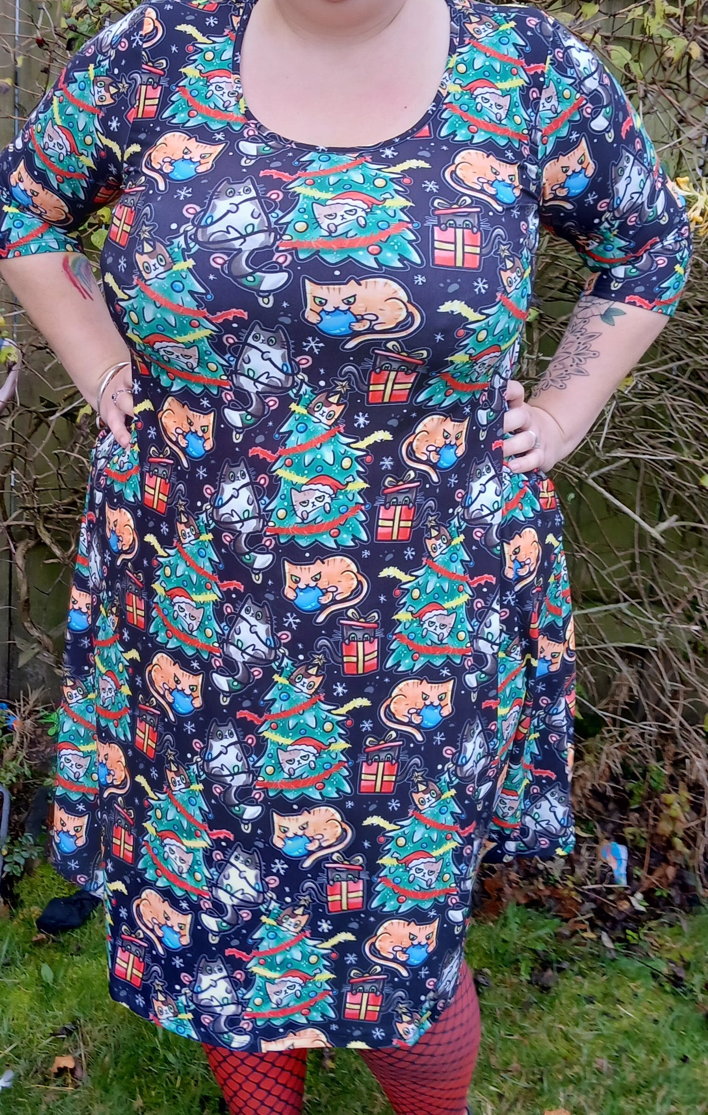 Chaos Cats Swing dress 3/4 sleeve