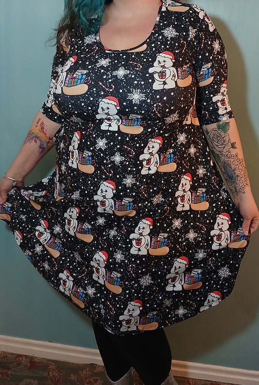 Christmas Bears Swing dress 3/4 sleeve