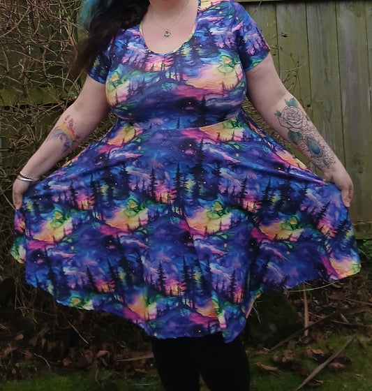 Rainbow Landscape Short sleeve Skater Dress