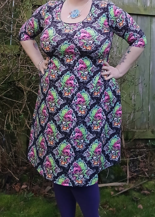 Venus fly trap Swing dress (3/4 sleeve)