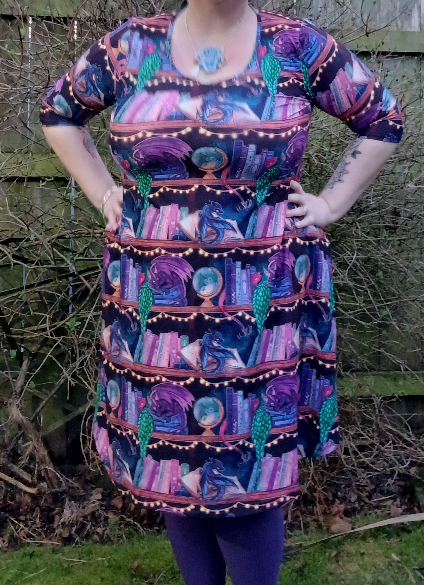 Dragon Shelves Swing dress (3/4 sleeve)