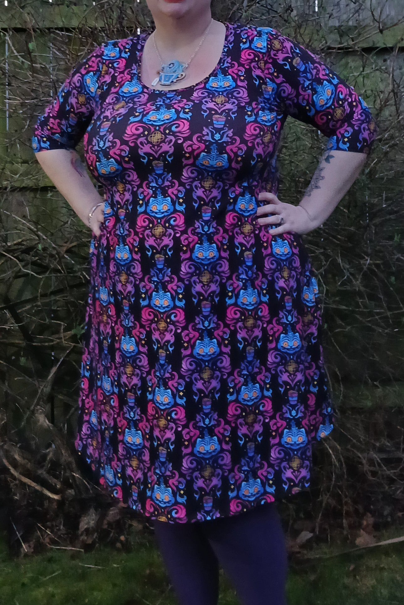 Blue Cat Swing dress (3/4 sleeve)