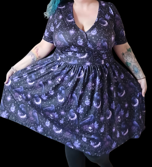 Witchy Raven Wrap dress