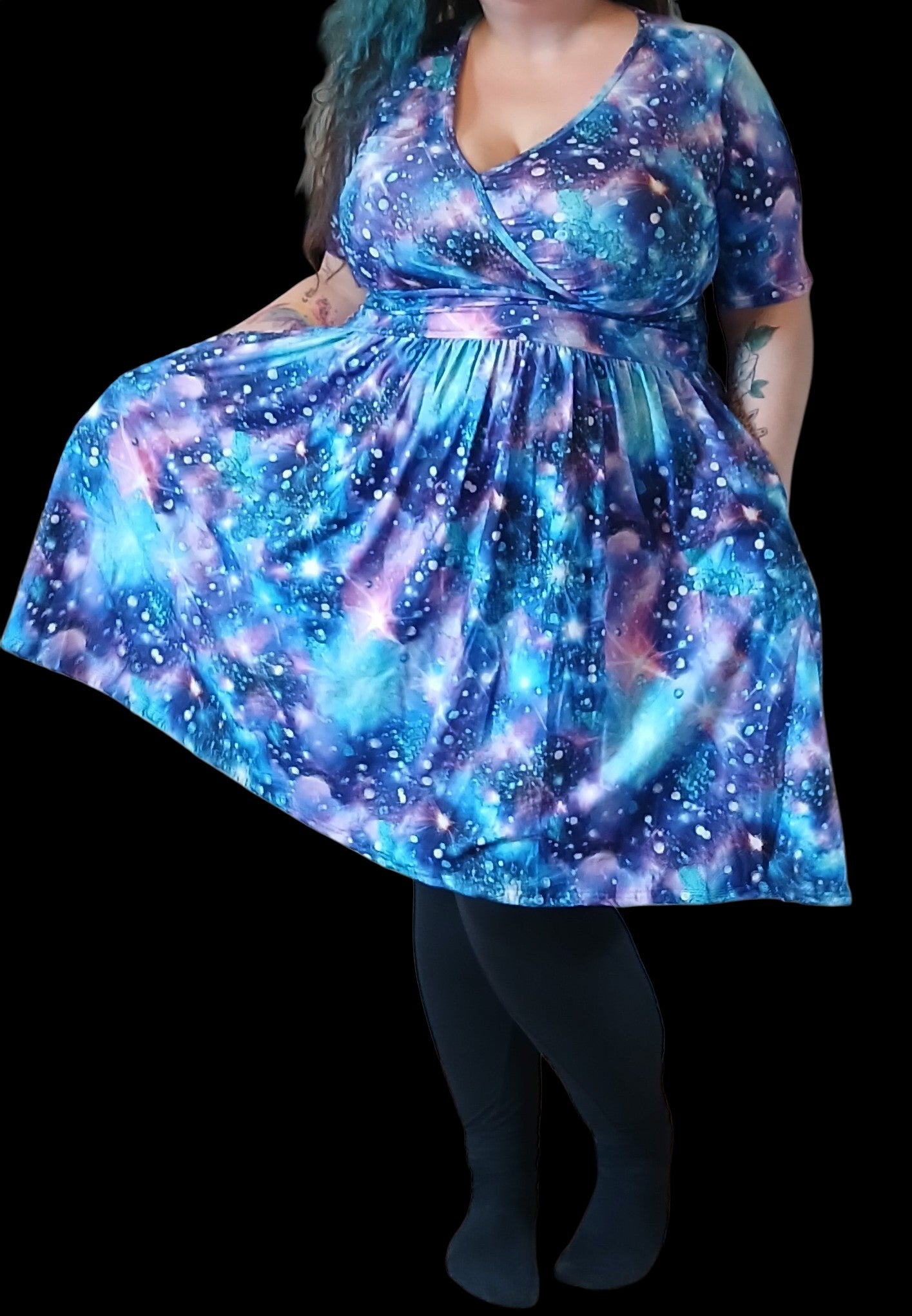 Glitter Space Wrap dress