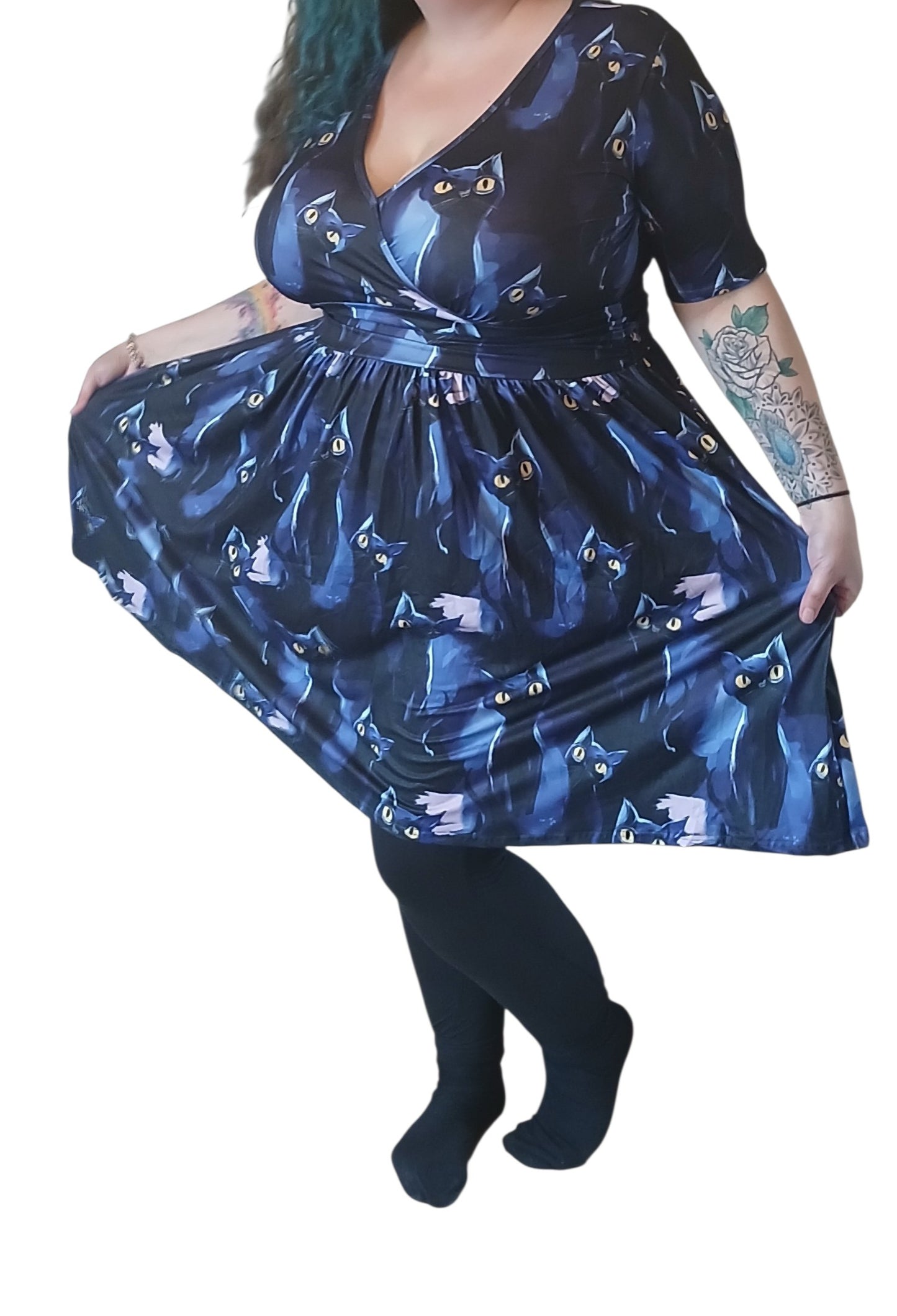 Black Cats Wrap dress