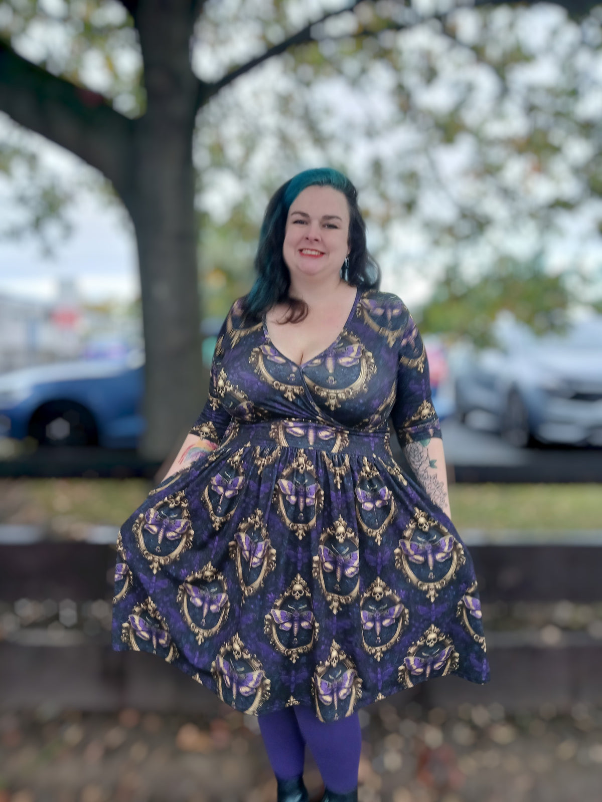 Gothic Moths Wrap dress (3/4 sleeve)