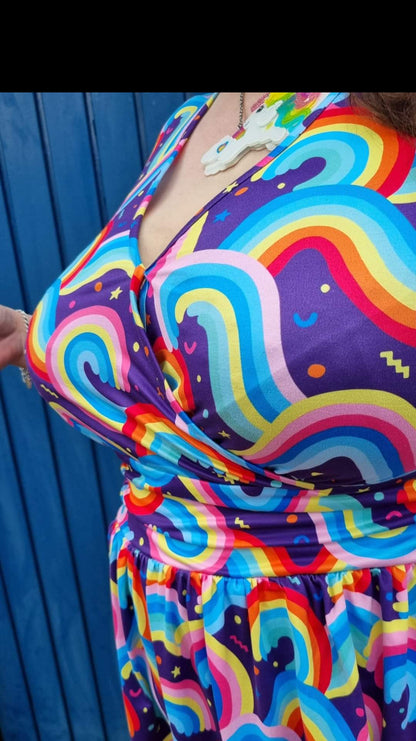 Wrap Style Dress Rainbow