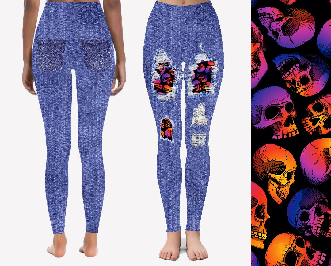 New Style pocket 'Not Jeans' Sherbet skulls