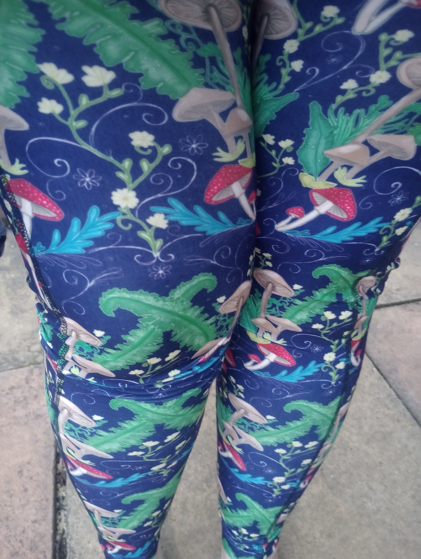 Mushroom and Ferns yoga leggings POCKETS