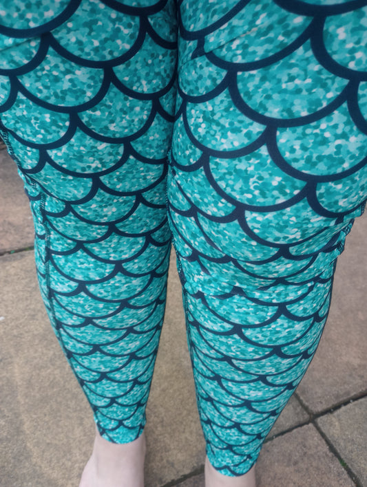 Glitter mermaid yoga leggings POCKETS