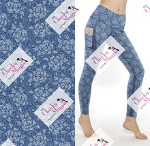 Load image into Gallery viewer, Denim look Rose Yoga POCKETS
