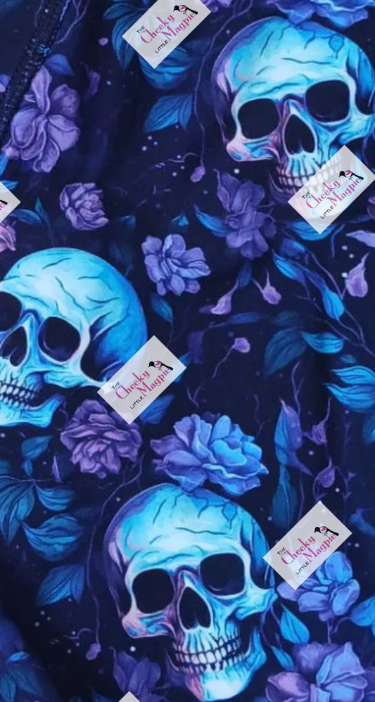 PRE ORDER Floral Skulls Wrap Style Dress 3/4 sleeve