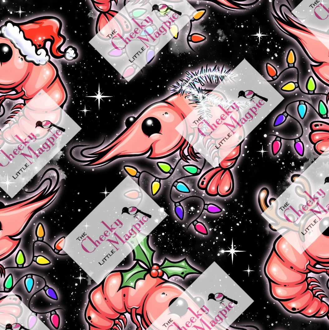 PRE ORDER Shrimp Christmas Wrap dress (3/4 sleeve)
