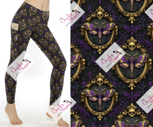 PRE ORDER Gothic Moths pocket leggings