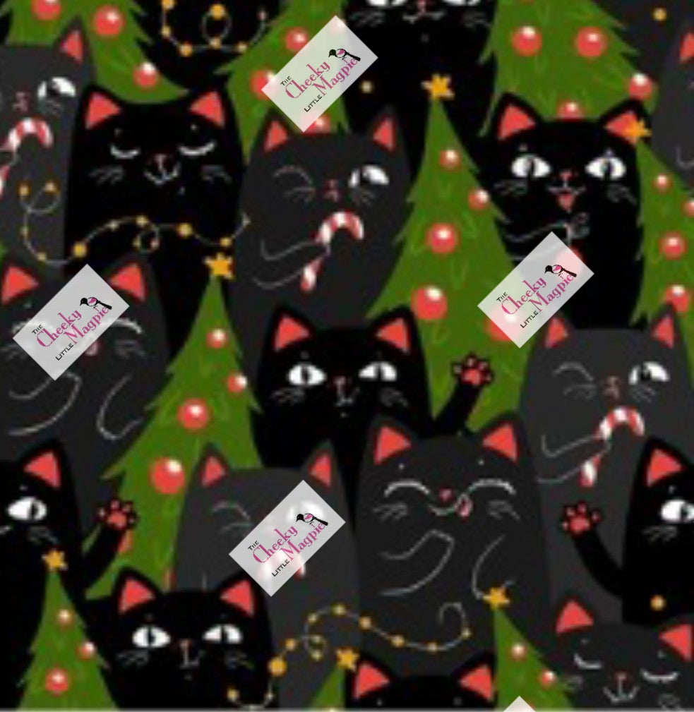 PRE ORDER Christmas Black cats Swing dress (3/4 sleeve)