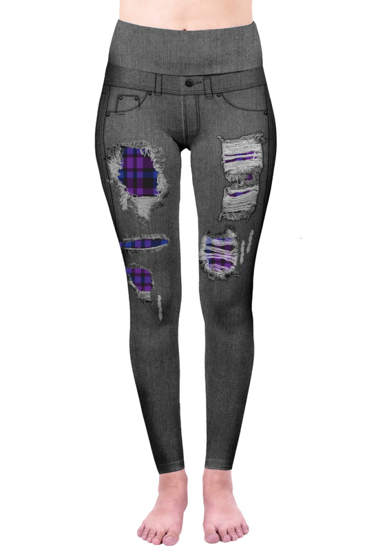 'Not Jeans' Purple Tartan - yoga