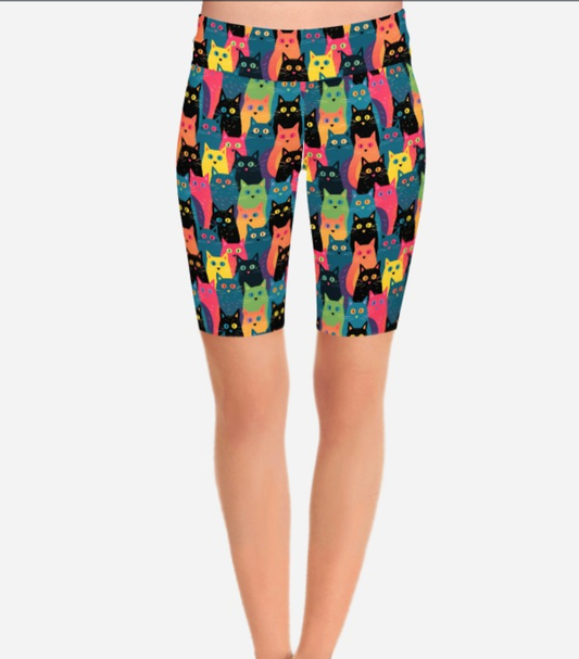 Rainbow Cat yoga shorts