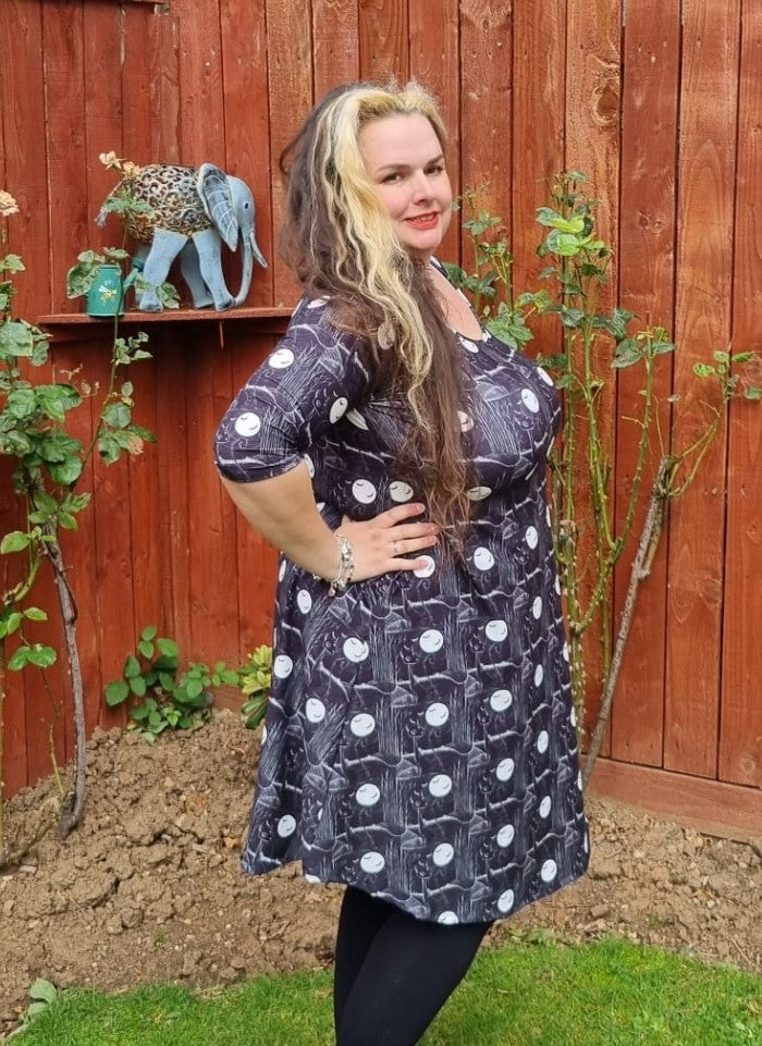 Creepy Moon Cat Swing Dress 3/4 sleeve (picture to show design)