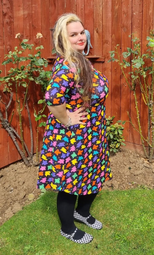 Rainbow Ghost Swing Dress 3/4 sleeve (picture to show design)