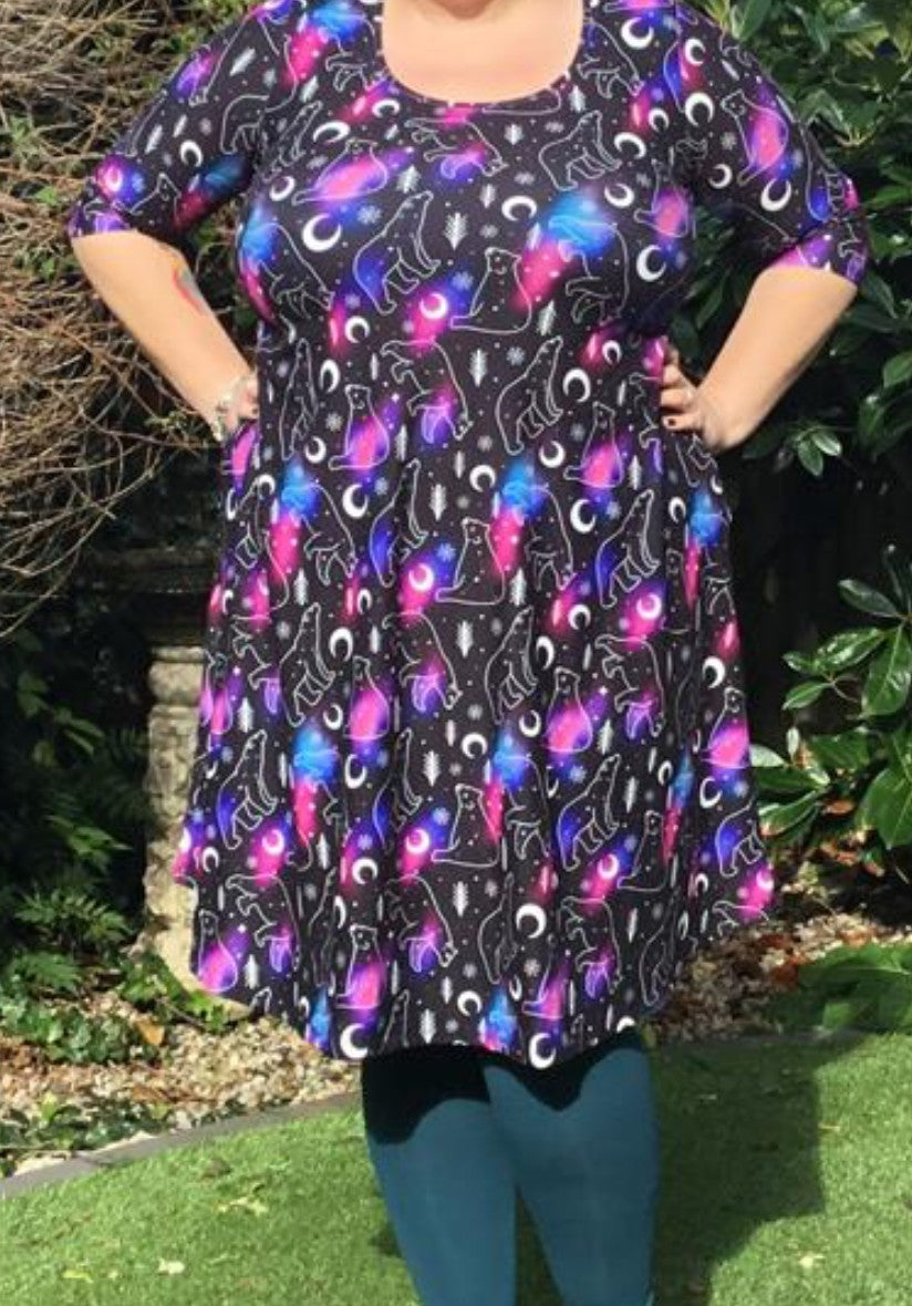 Aurora Bears Swing Dress 3/4 sleeve (picture to show design)