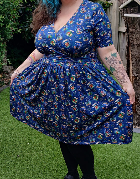Story Jars (cat mushroom) Wrap Style Dress