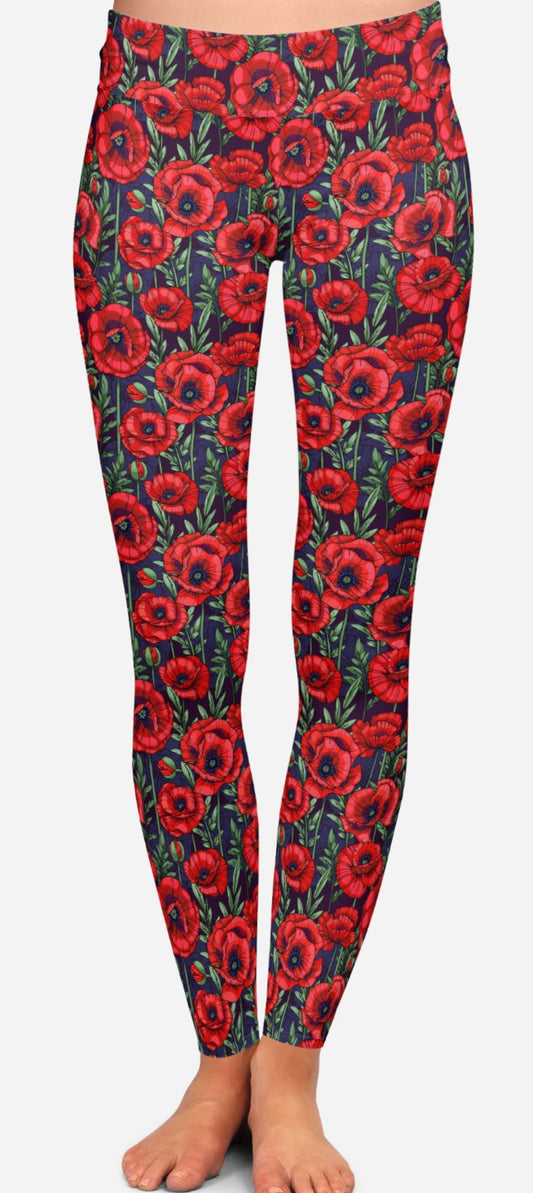 PREORDER Red Poppies (purple ground) Yoga