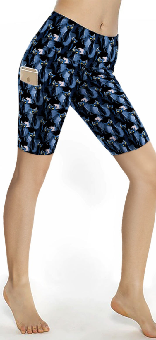 Black cats Shorts Pockets